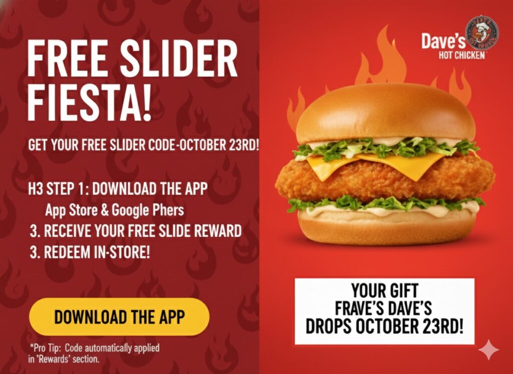 Get FREE Dave's Hot Chicken Slider on Oct 23rd, 2025(Ultimate Guide)